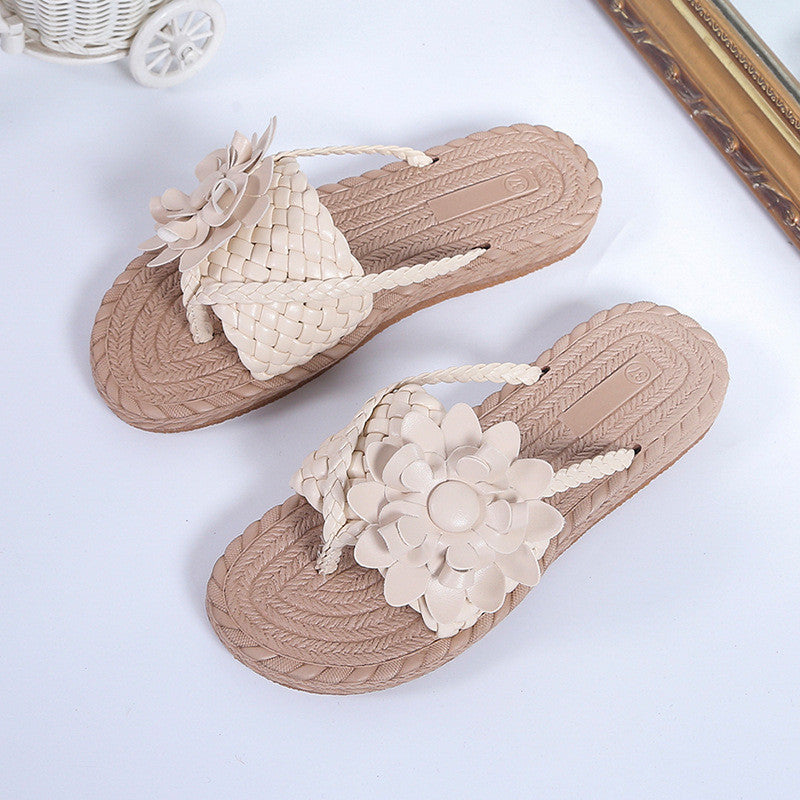 Tongs plates fleuries pour femmes