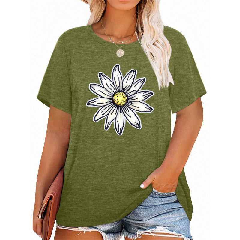✨Damen V-Ausschnitt Gänseblümchen-Print T-Shirts Freizeit-T-Shirts