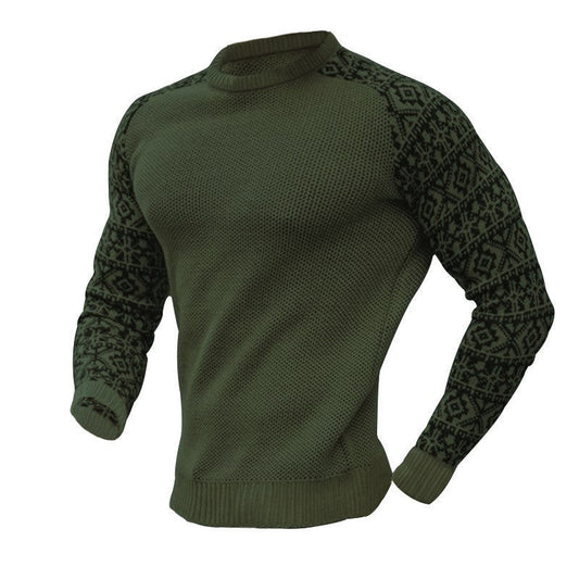 Pull décontracté à manches longues et col rond pour homme