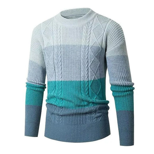 Pull-over en maille torsadée color block à col rond tendance pour homme