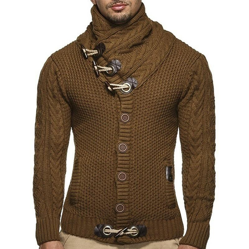 Cardigan boutonné à col châle vintage pour homme