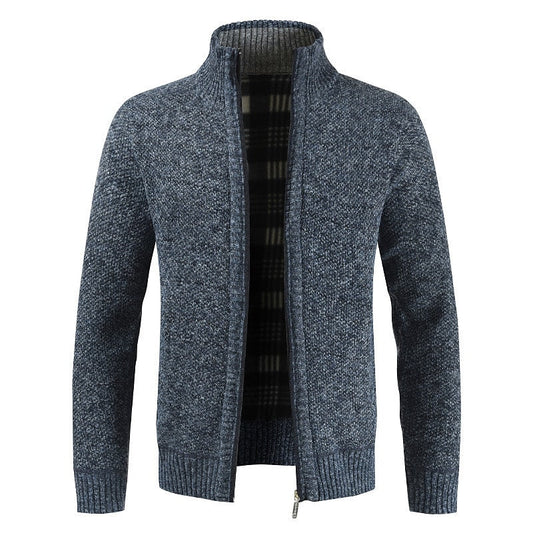 Cardigan zippé homme uni à col montant