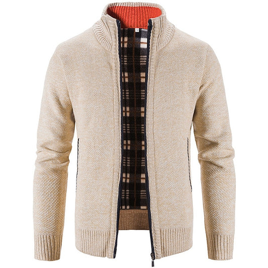 Cardigan zippé homme uni à col montant